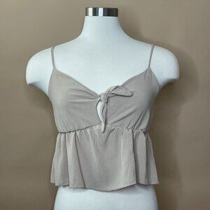 7 Day Weekend Tan Front Tie Crop Top - Size S